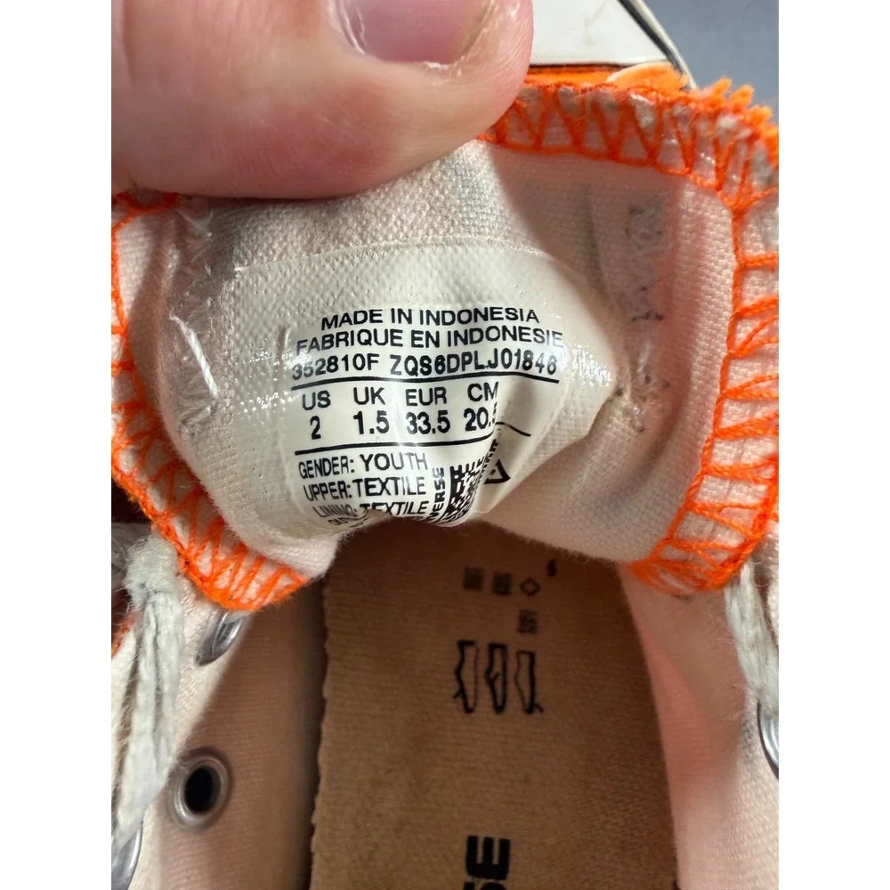 Converse Chuck Taylor All Star Low Orange Canvas Shoes Youth Size 2 352810F